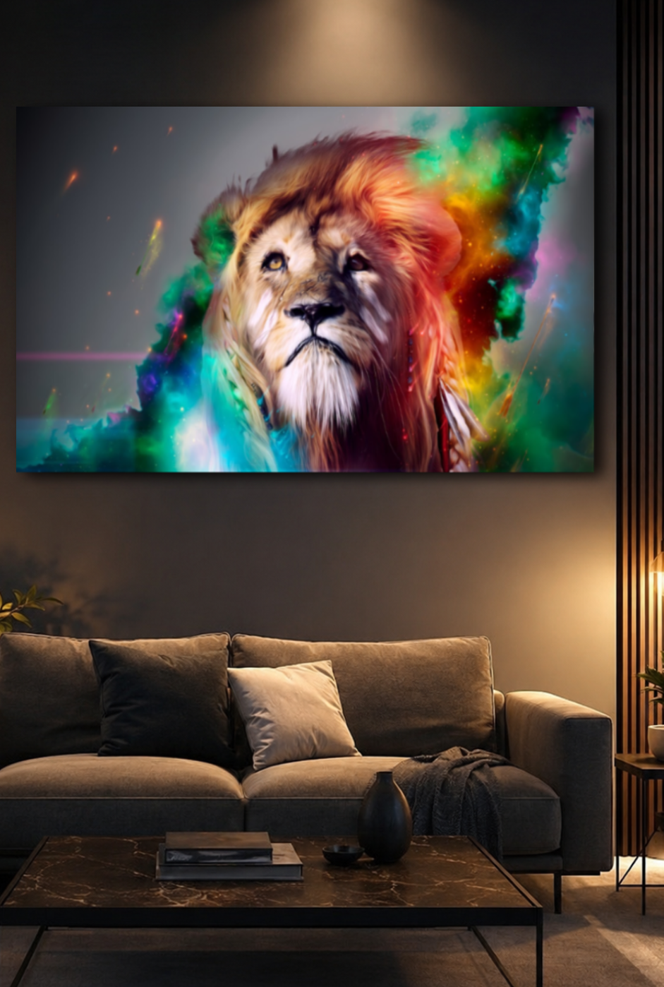Cuadro León Artístico Humo de Colores - CDK-ANI-00003