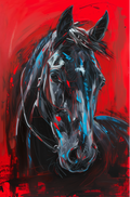 Rostro Caballo Negro Con Lineas