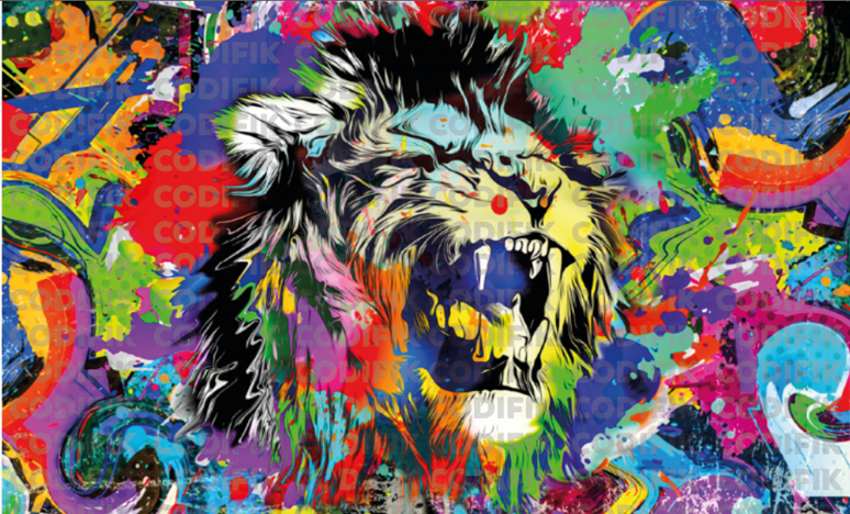 CDK-ANI-00099 - Leon grafitiado PopArt